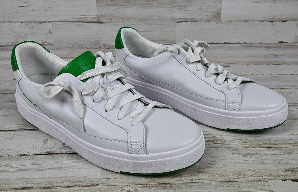 Kizik Vegas Hands Free Sneakers Men's 11 White Green Leather Lace Up Shoes